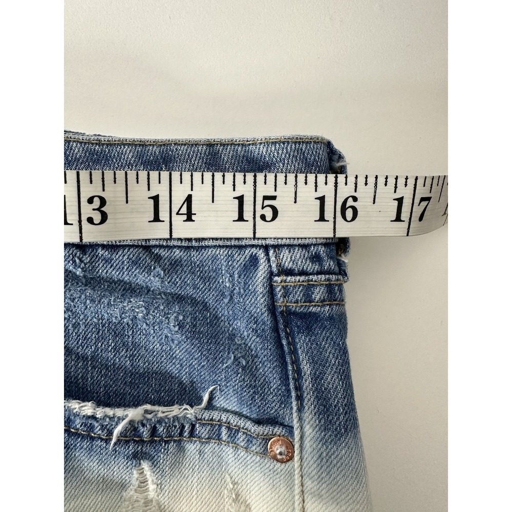 Free People Jean Shorts Women's 27 Cut Off Denim‎ Distressed Blue Acid Dip Dyed - Picture 6 of 7